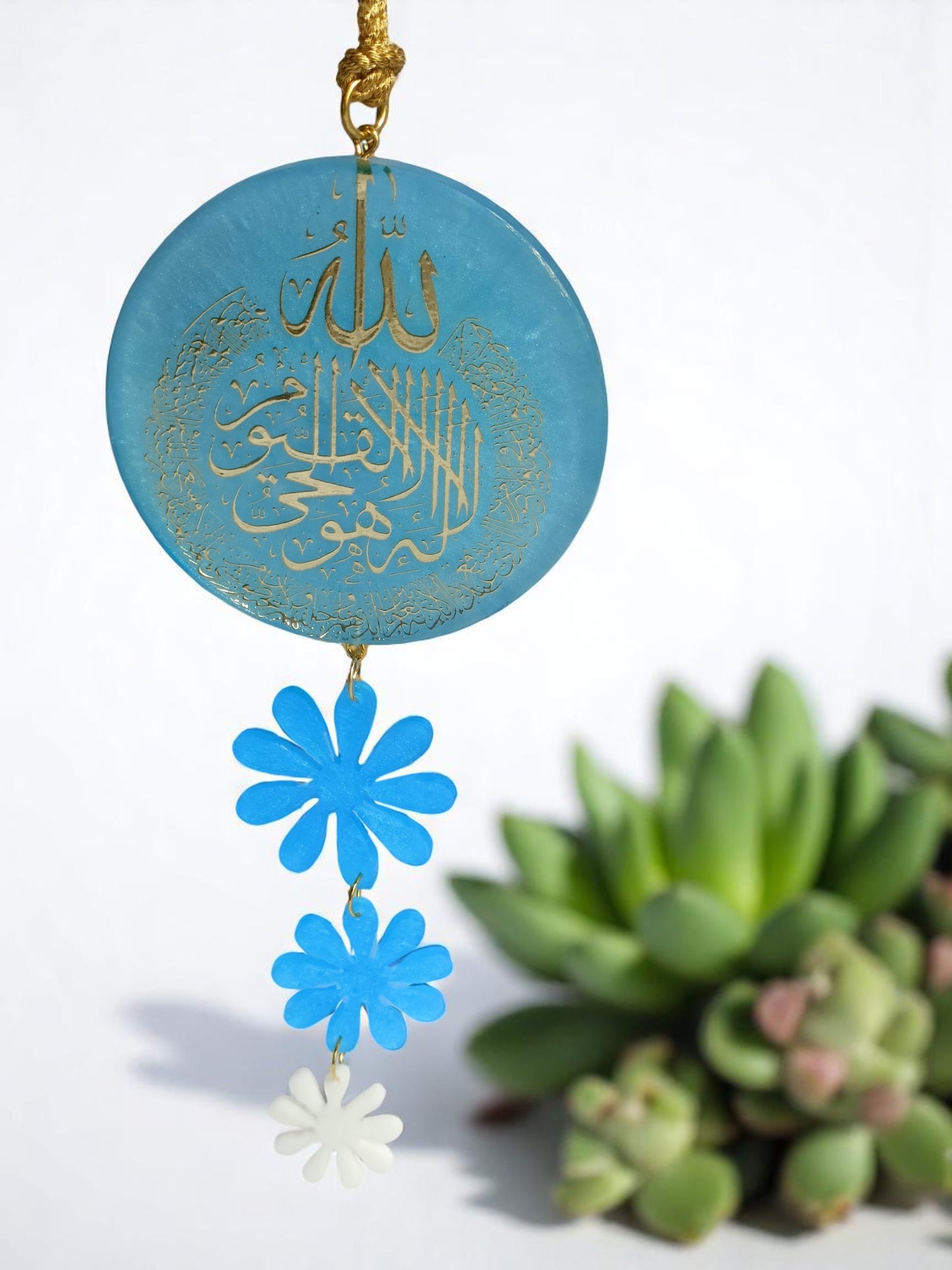 Haute Crafts " Ayatul Kursi " Car Hanging for Positivity (Can be Used as Home Decor, satsang Gifting, Wall Hangings, Meditation Room, Yoga Temple, Wind Chime) 1pc