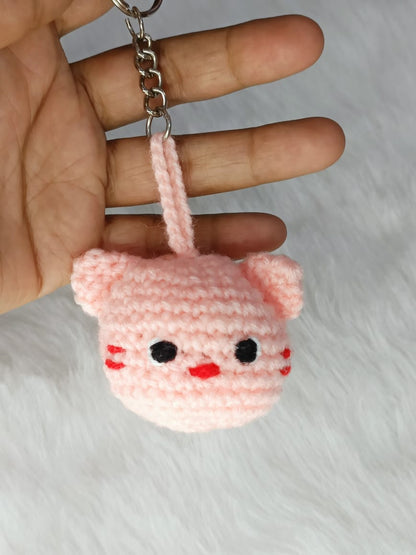 Haute Crafts Handmade Crochet Cute Catty Keychain (Washable Keychain)