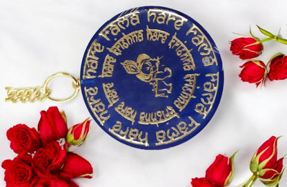 Haute Crafts "Hare Rama Hare Krishna " Theme Keychain -  Resin Alphabet Initial Letter Keychain Key Ring for Women Girls Purse Handbags, Bike, Car Keyring.Home, Small Gifts