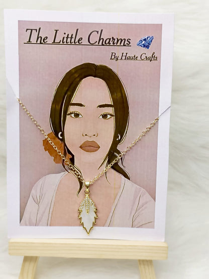 Anti-Tarnish  Birch Leaf Charm Necklace.