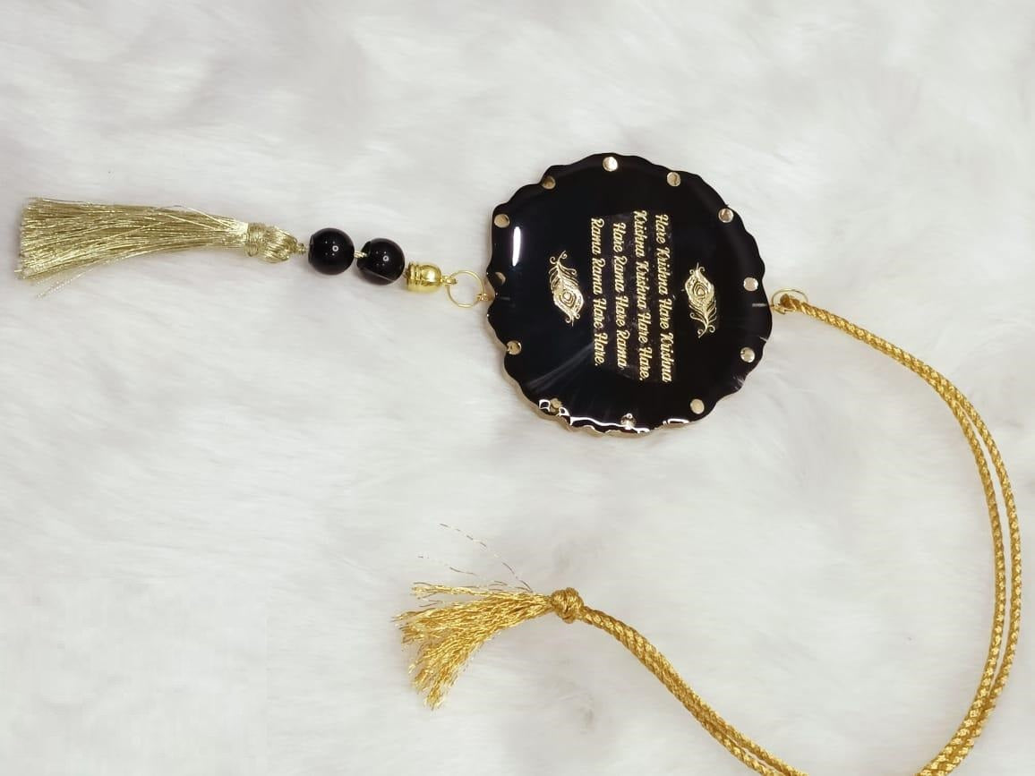 3D Hare Ram Hare Krishan  Car Hanging for Positivity (Can be Used as Home Decor, satsang Gifting, Wall Hangings, Meditation Room, Yoga Temple, Wind Chime) 1pc